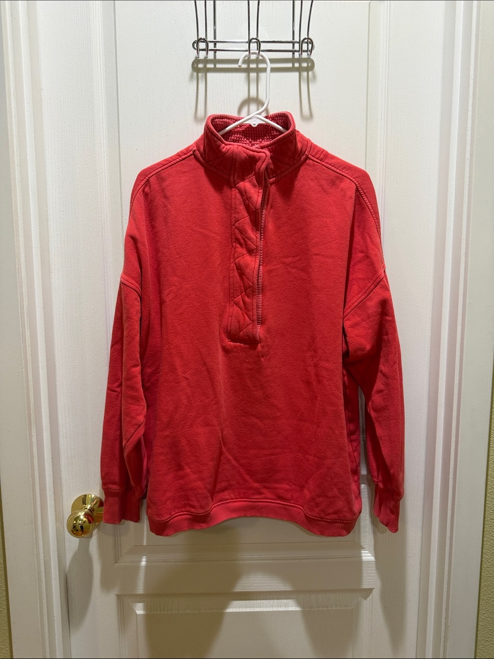 aerie Women's Red Quarter-Button Pullover Sweater